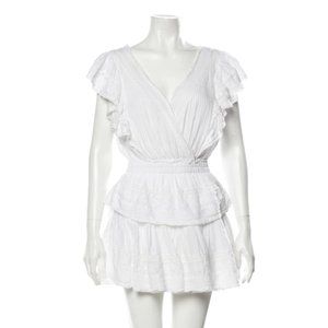 LoveShackFancy V Neck Mini Dress